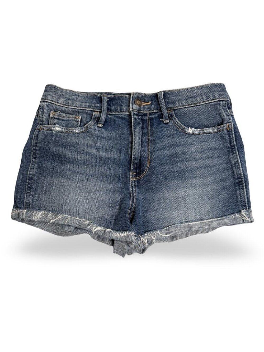 Hollister High Rise Short-Short Stretch Denim Jean Shorts Juniors 5 Blue Cutoff - Picture 1 of 11